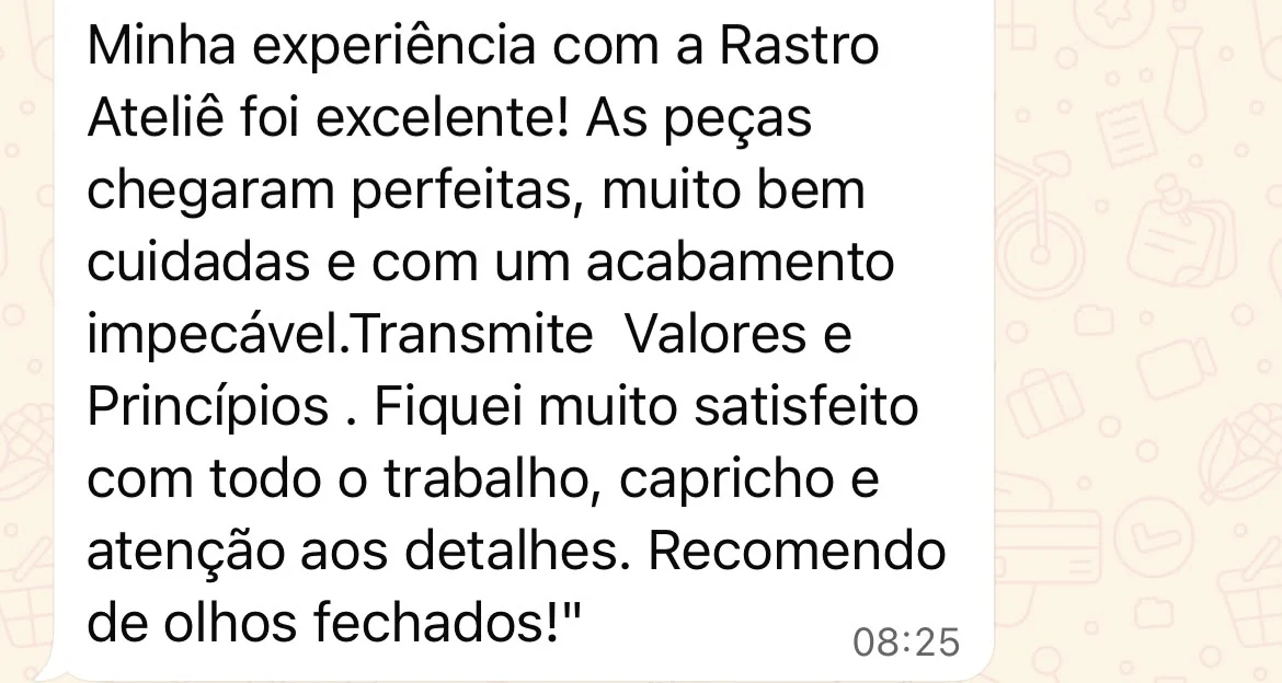 Depoimento de Douglas Galvão sobre o acabamento, o cuidado e a qualidade das peças recebidas